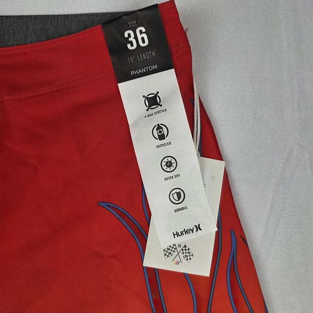 New‎ Hurley Phantom NASCAR Racing Board Shorts Mens 36 Red Orange Eco Flame 18